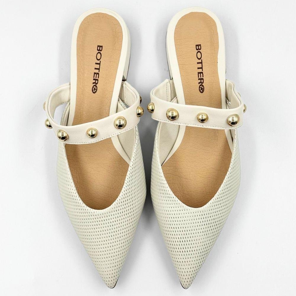 Mule Bottero Casual Bico Fino Feminino Off White 5