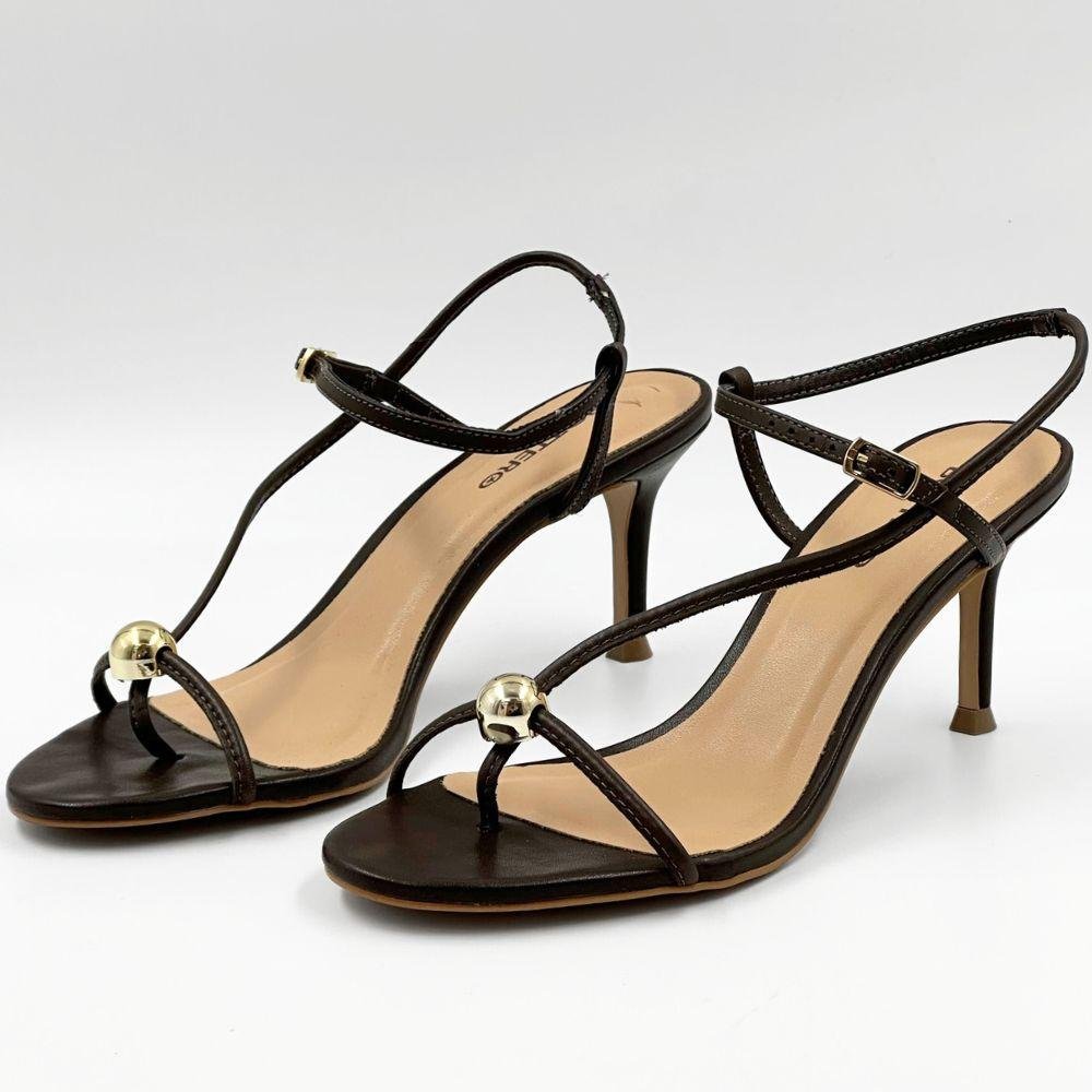 Sandália Bottero Casual Salto Fino Feminina Marrom 2