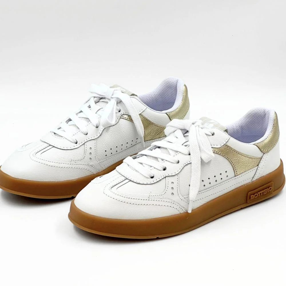 Tênis Bottero com Cadarço Casual Feminino Branco/Dourado 2