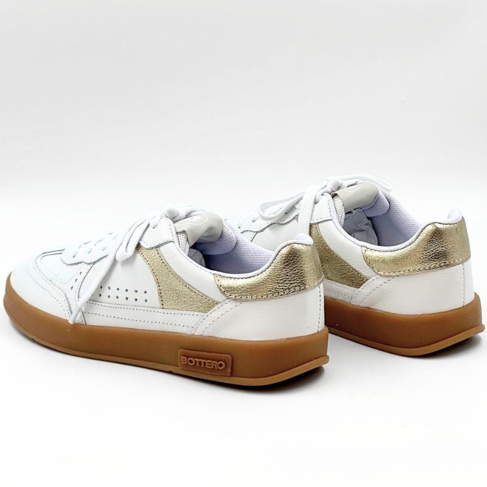 Tênis Bottero com Cadarço Casual Feminino Branco/Dourado 3
