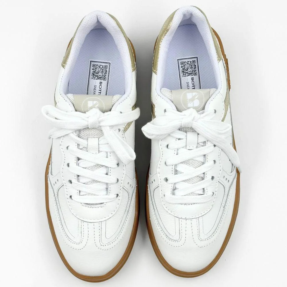 Tênis Bottero com Cadarço Casual Feminino Branco/Dourado 4