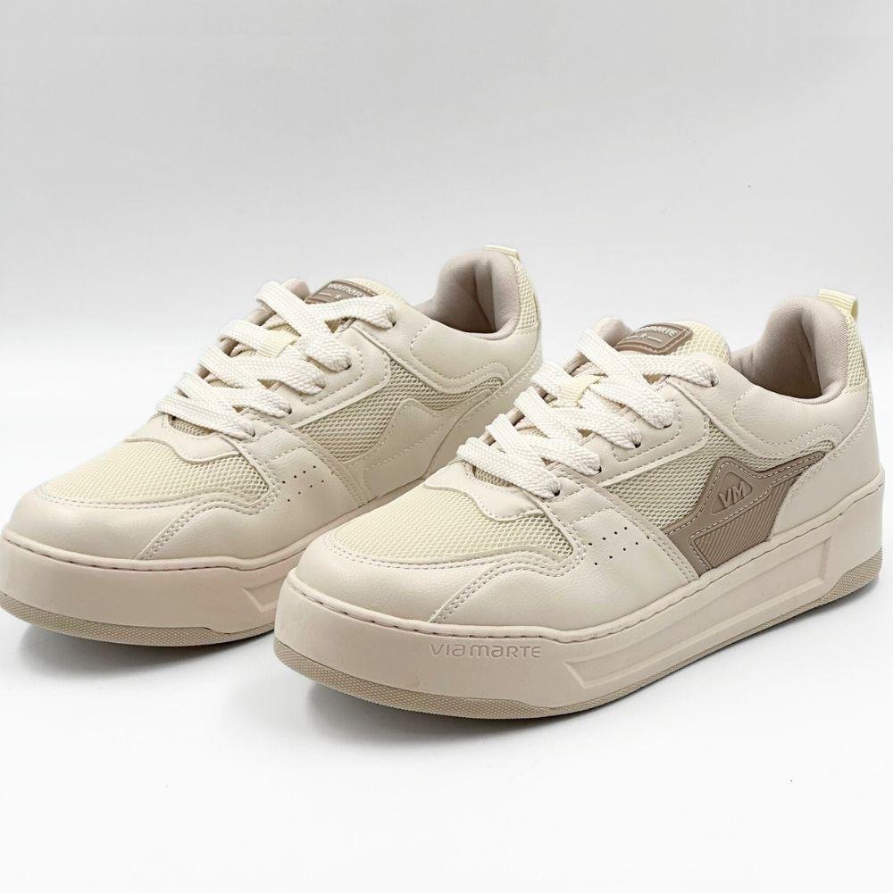 Tênis Via Marte Casual Flatform com Cadarço Feminino Branco/Cinza 2