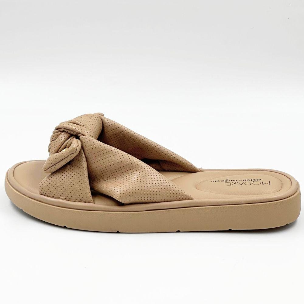 Tamanco Modare Slide Rasteira com Laço Feminino Bege 1