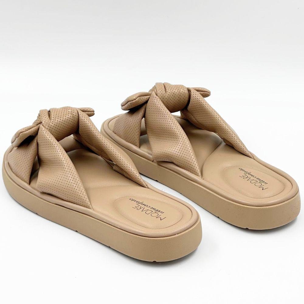 Tamanco Modare Slide Rasteira com Laço Feminino Bege 3