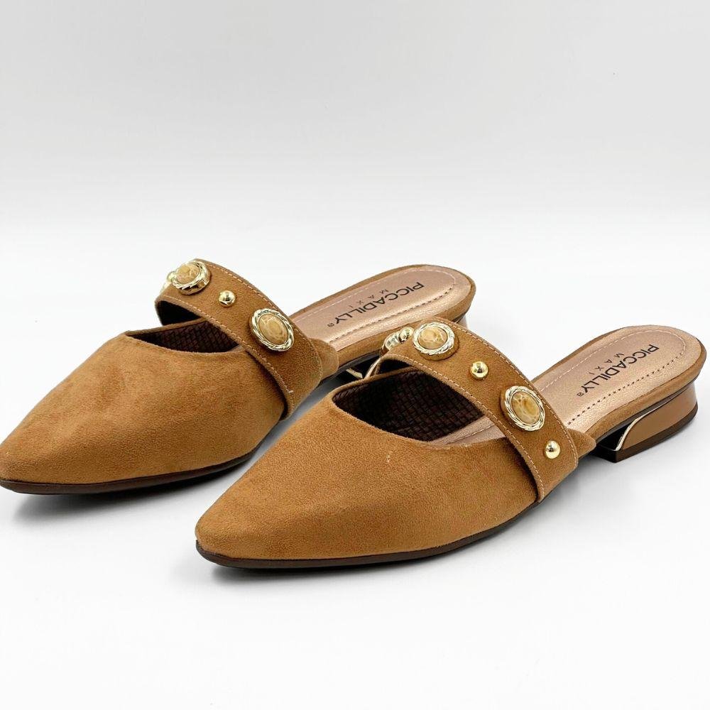 Mule Piccadilly Bico Fino em Camurça Feminino Mascavo 2