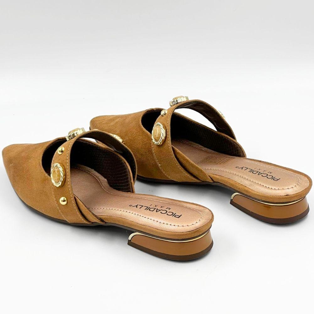 Mule Piccadilly Bico Fino em Camurça Feminino Mascavo 3