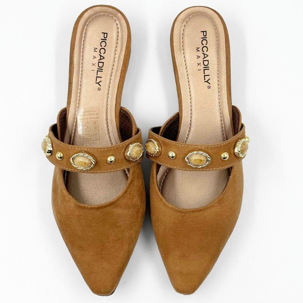 Mule Piccadilly Bico Fino em Camurça Feminino Mascavo 4
