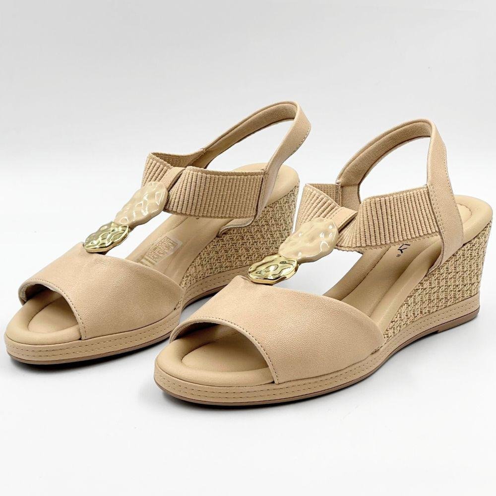 Sandália Piccadilly Casual Anabela Feminina Bege 2