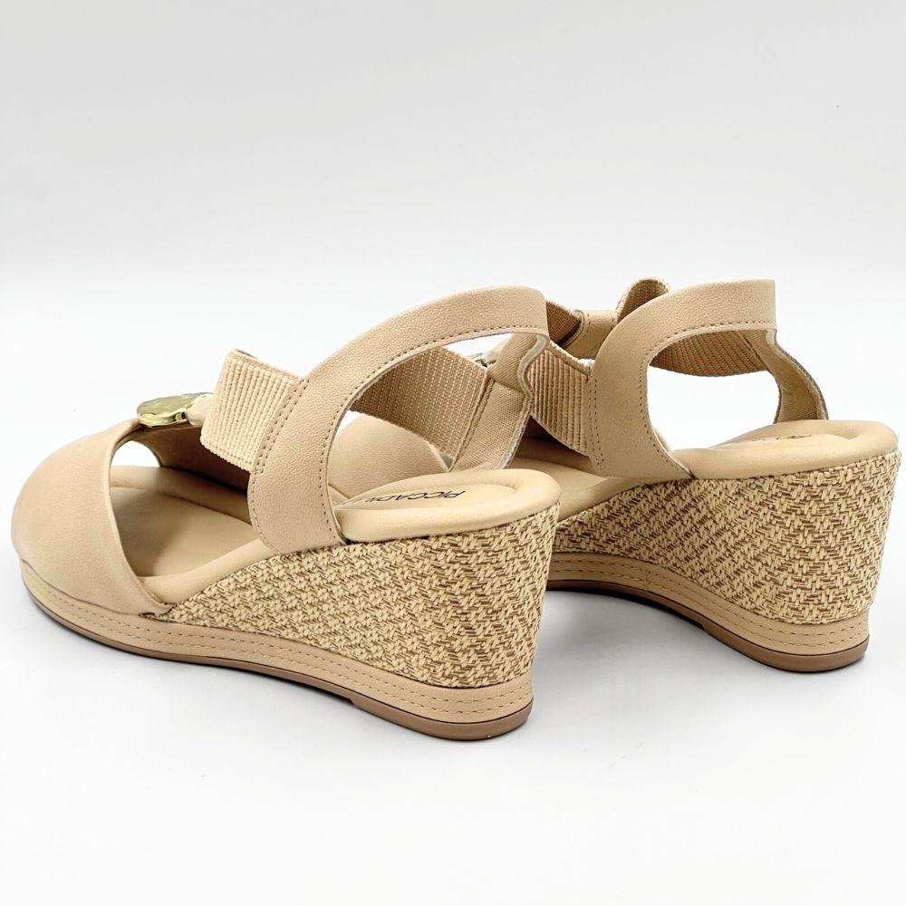 Sandália Piccadilly Casual Anabela Feminina Bege 3