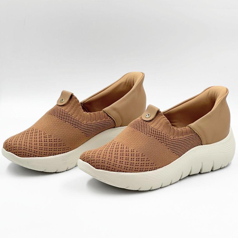 Tênis Piccadilly Slip Casual Feminino Nude/Off White 2