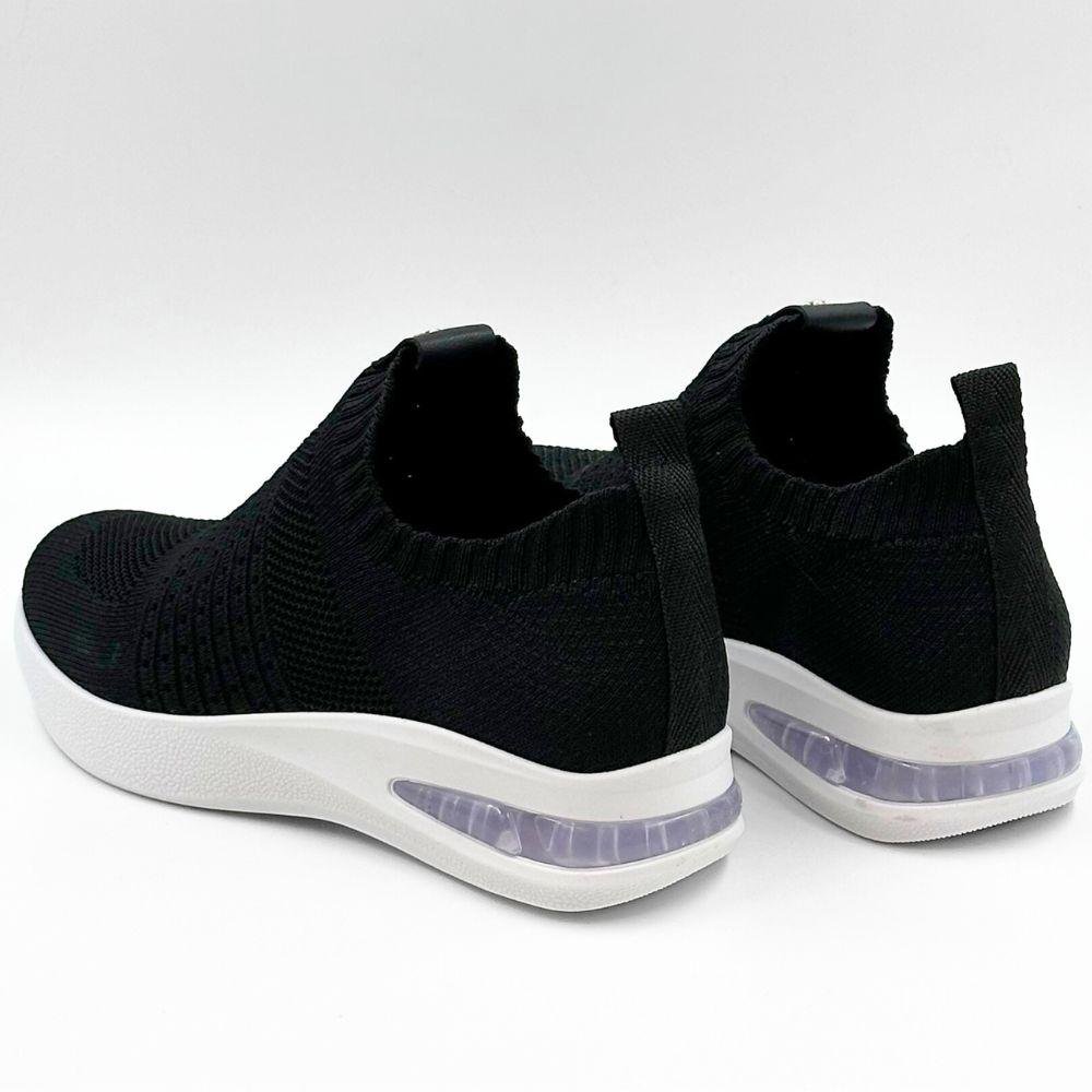 Tênis Piccadilly Slip Casual em Knit Feminino Preto 3