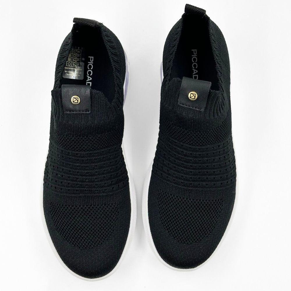 Tênis Piccadilly Slip Casual em Knit Feminino Preto 4