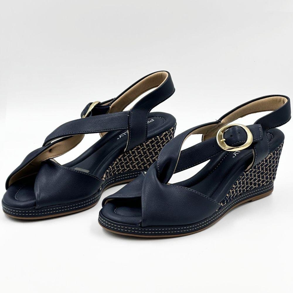 Sandália Piccadilly Anabela Casual Feminina Navy 2