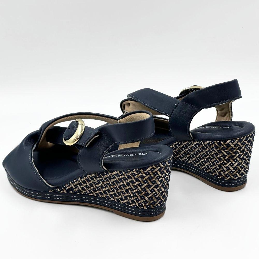 Sandália Piccadilly Anabela Casual Feminina Navy 3