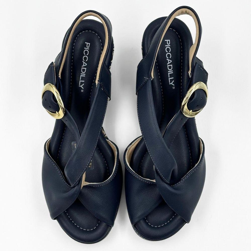 Sandália Piccadilly Anabela Casual Feminina Navy 4