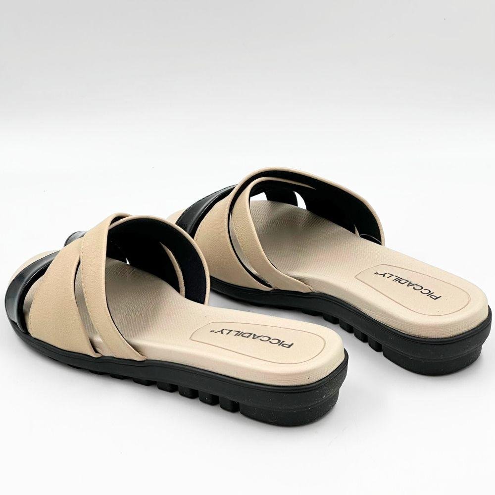 Tamanco Piccadilly Casual Anabela Feminino Bege/Preto 3