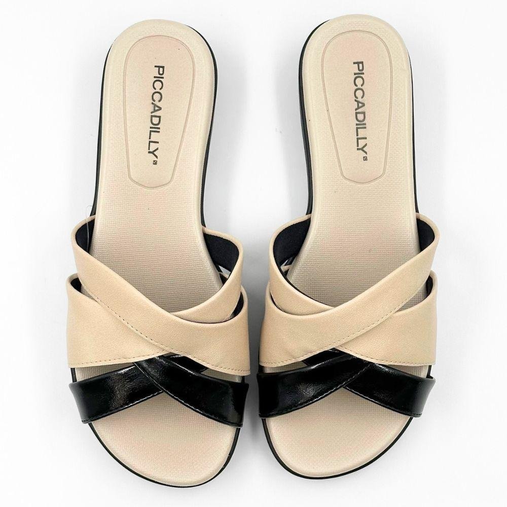 Tamanco Piccadilly Casual Anabela Feminino Bege/Preto 4