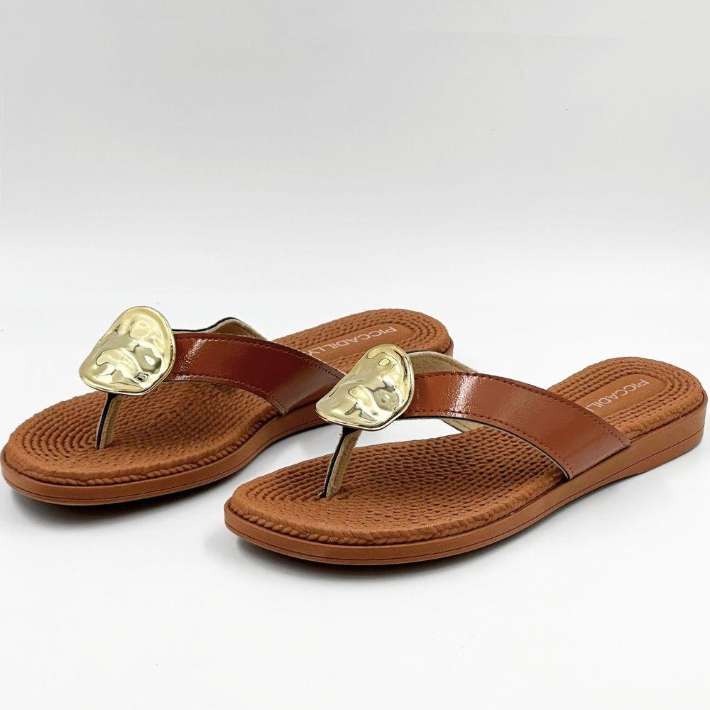 Tamanco Piccadilly Rasteira Casual Feminino Ocre 2