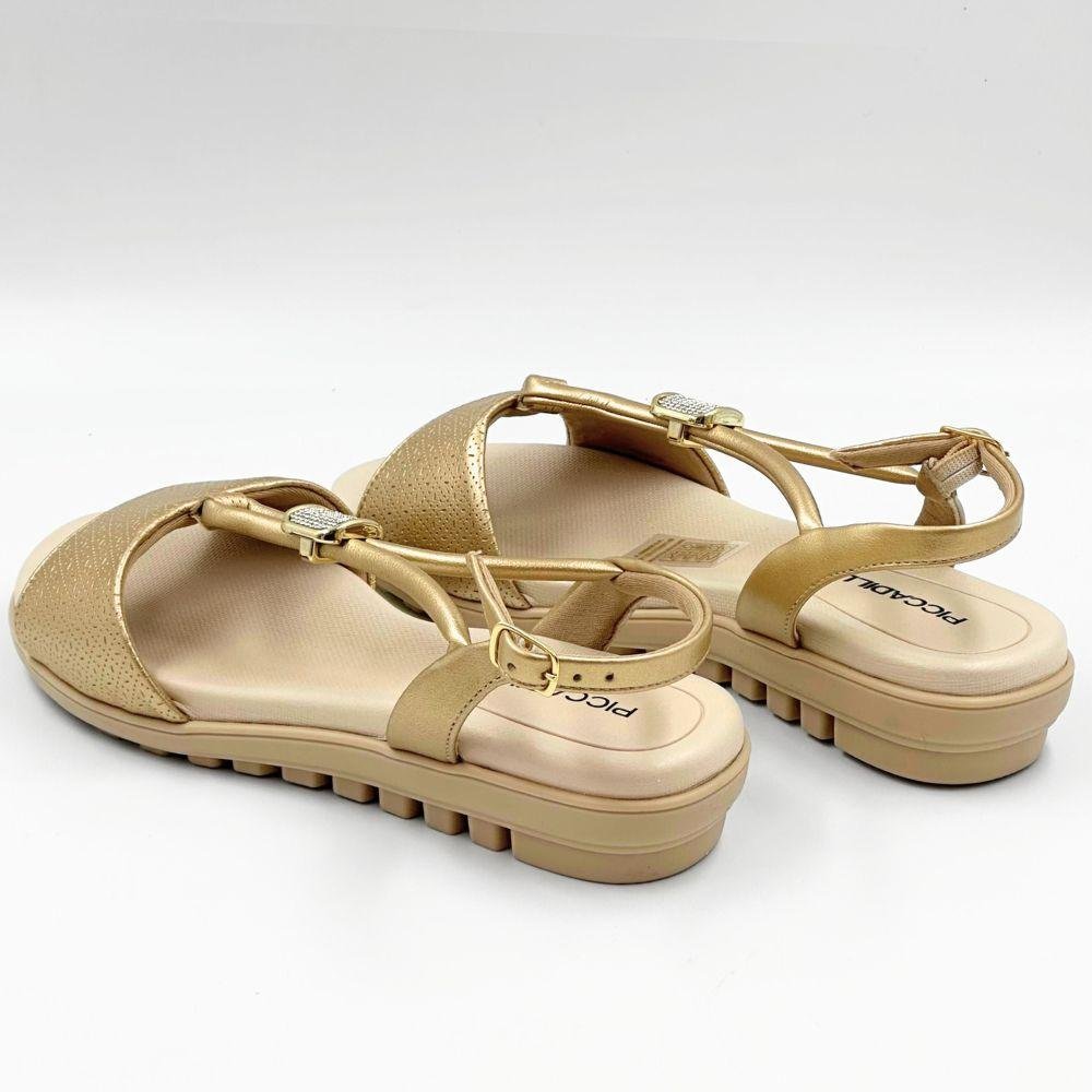 Sandália Piccadilly Casual Metalizada Feminina Ouro 3
