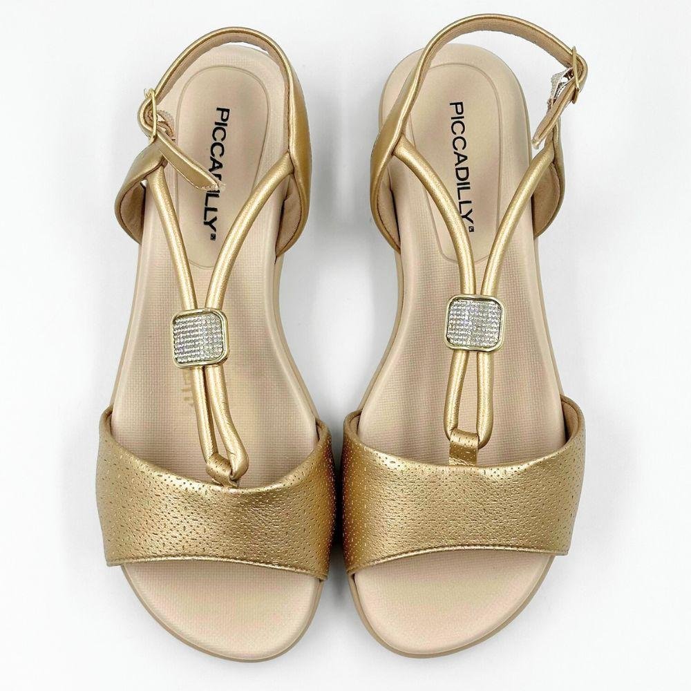 Sandália Piccadilly Casual Metalizada Feminina Ouro 4