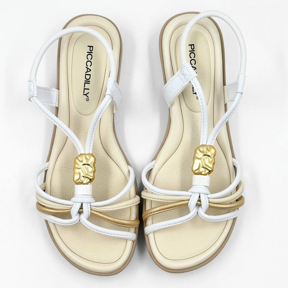 Sandália Piccadilly Salto Baixo Casual Feminina Branco Neve 4