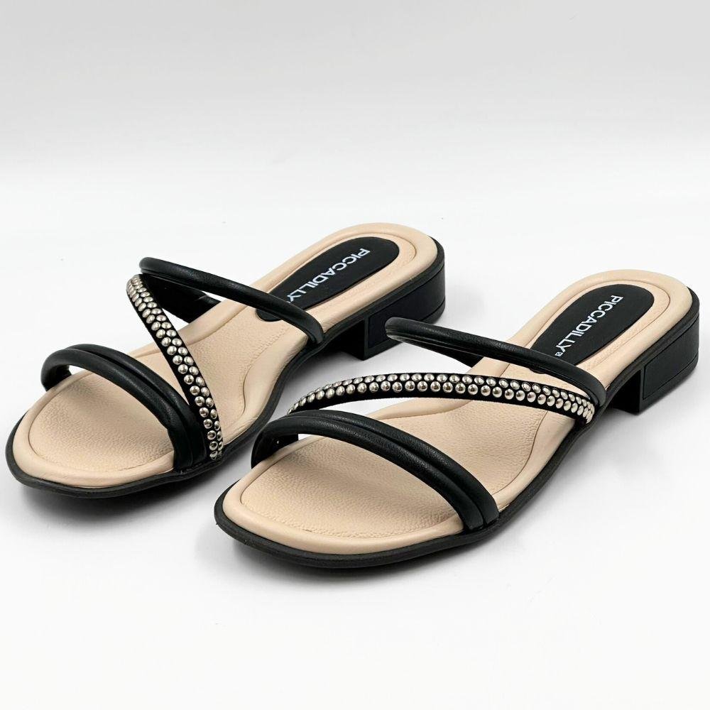 Tamanco Piccadilly Casual Salto Baixo Feminina Preto 2