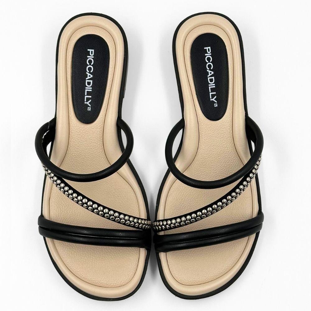 Tamanco Piccadilly Casual Salto Baixo Feminina Preto 4