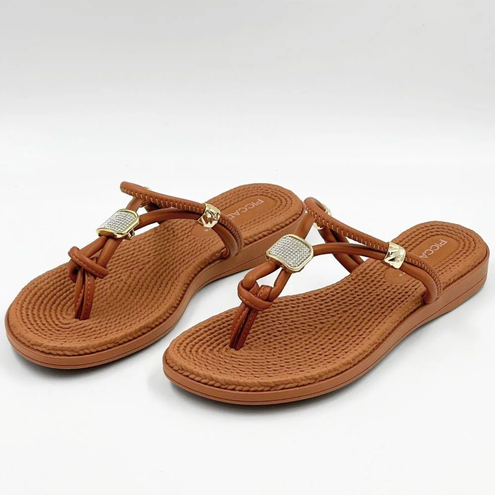 Tamanco Piccadilly Rasteira Casual Feminino Ocre 2