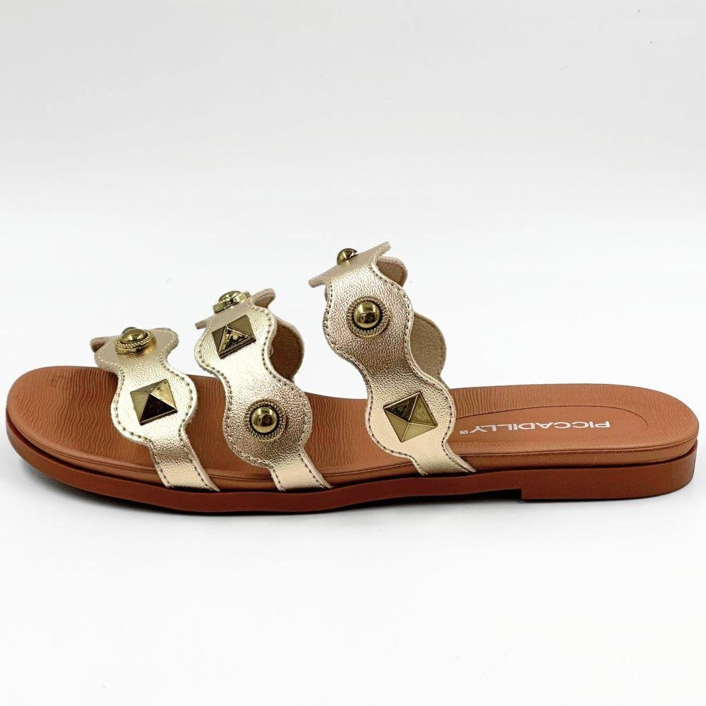 Tamanco Piccadilly Rasteira Slide Metalizada Feminino