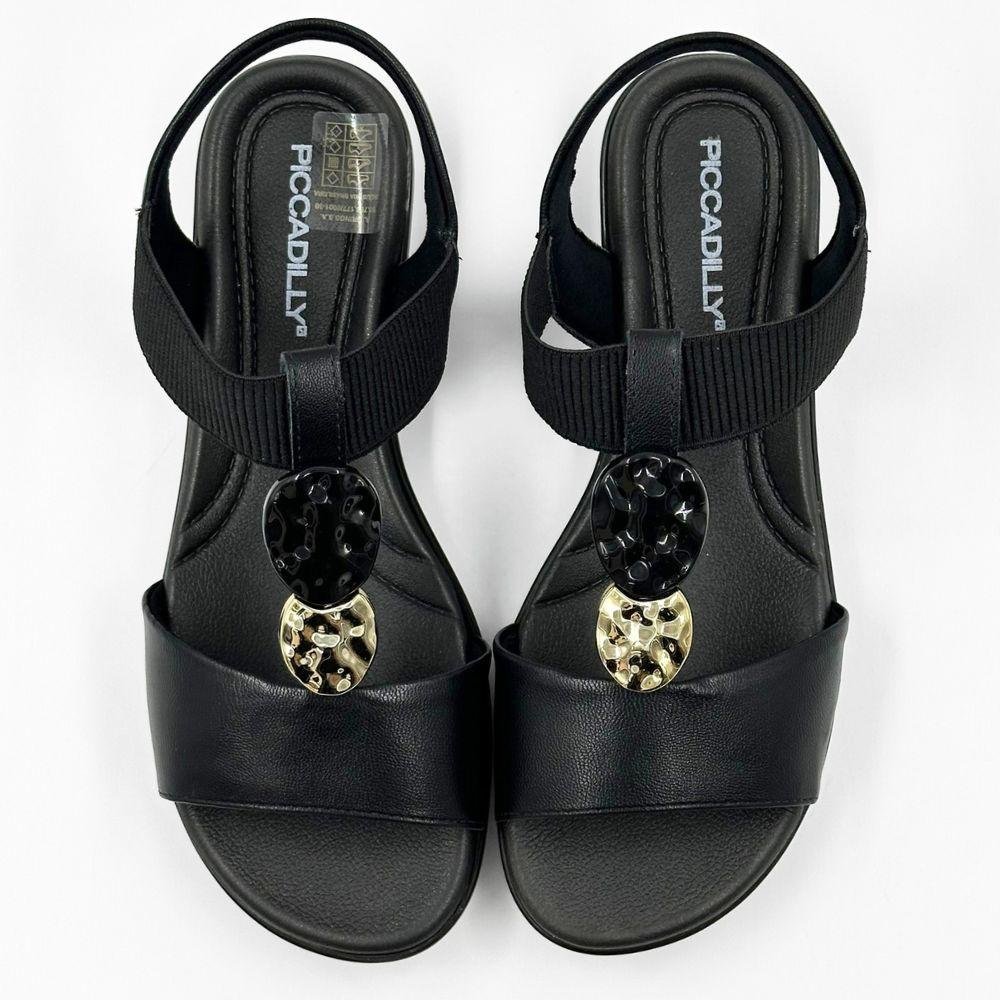 Sandália Piccadilly Anabela Casual Feminina Preto 4