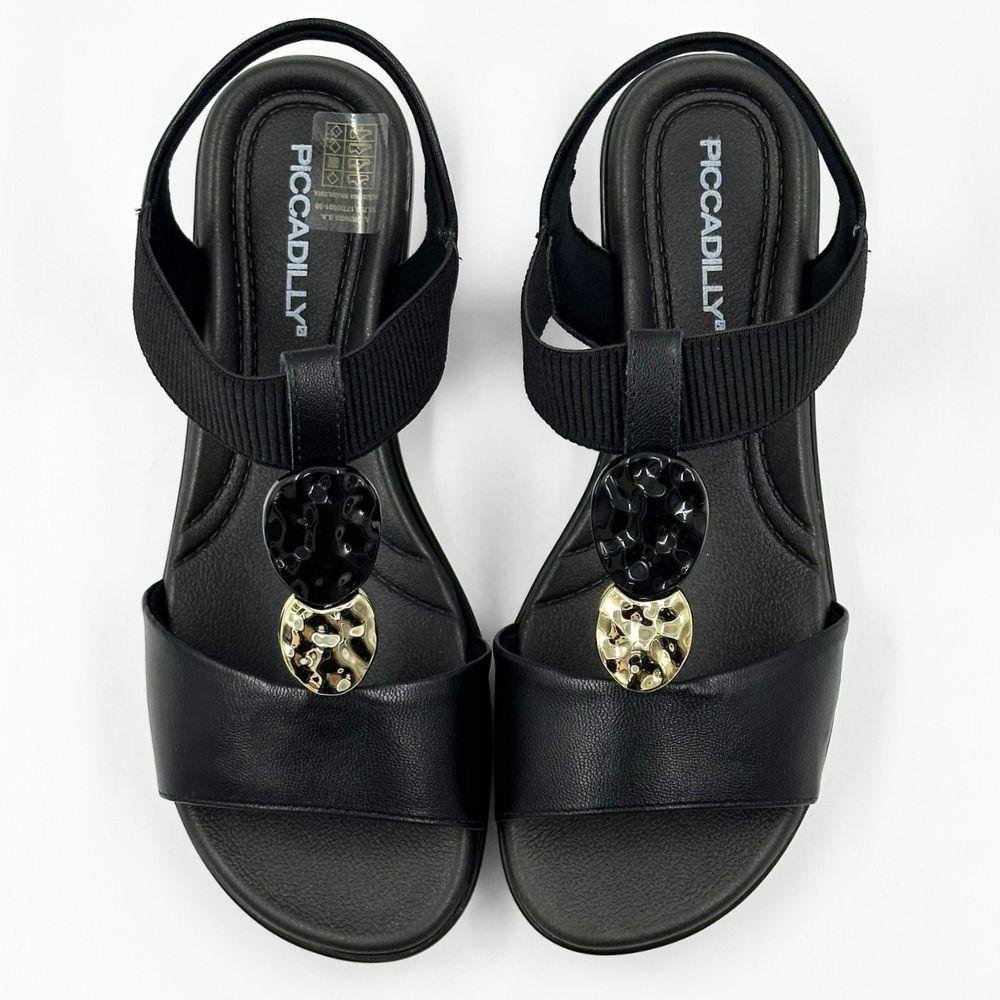 Sandália Piccadilly Anabela Casual Feminina Preto 4