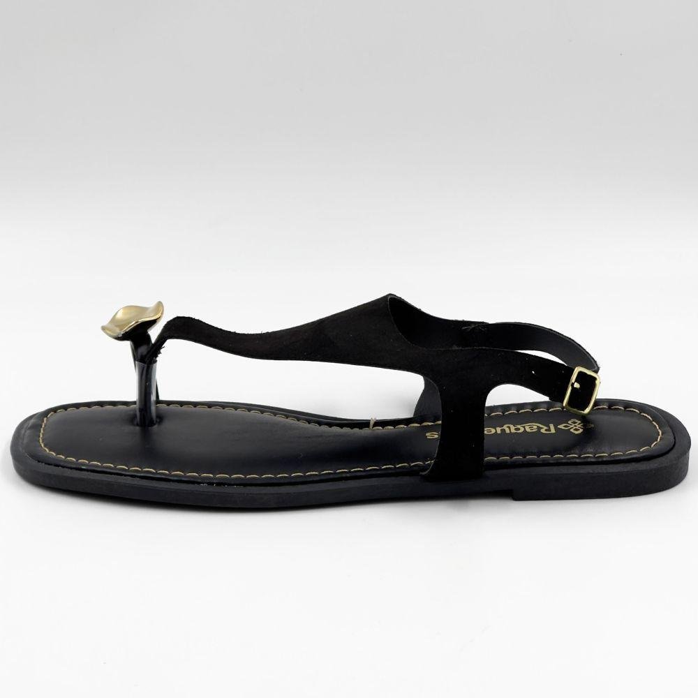 Sandália Raquel Dias Rasteira com Metalizado Feminina