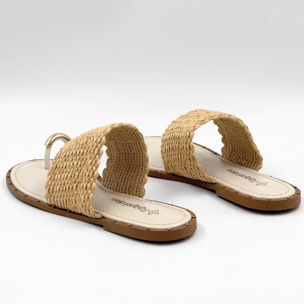 Tamanco Raquel Dias Rasteira Feminino Off White/Palha 3