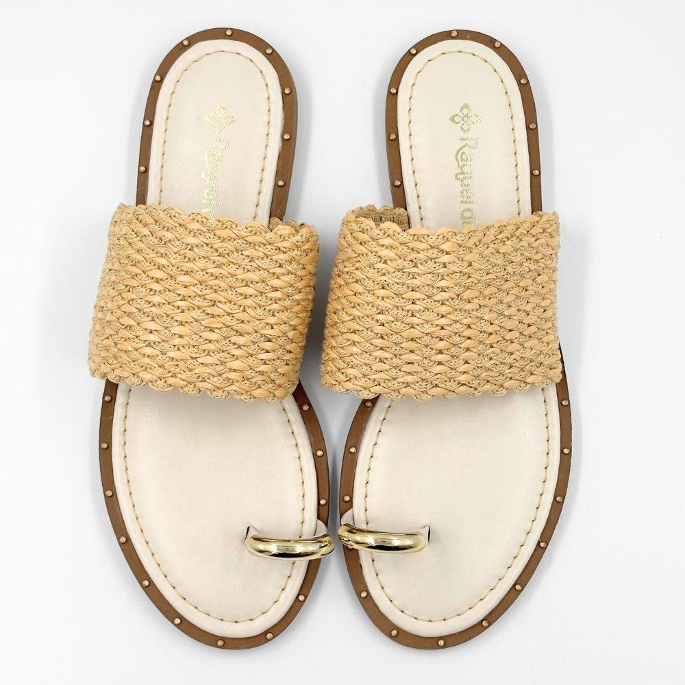 Tamanco Raquel Dias Rasteira Feminino Off White/Palha 4
