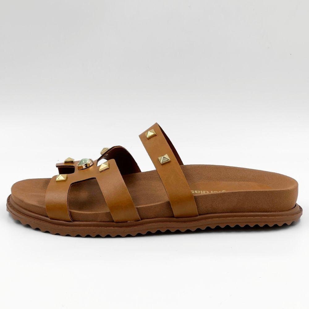 Sandália Raquel Dias Slide Papete com Aplicações Feminina