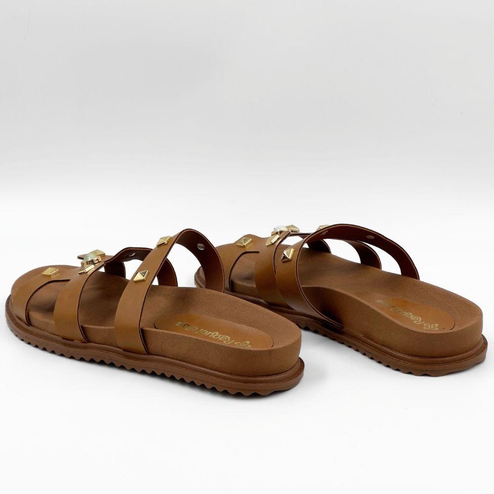 Sandália Raquel Dias Slide Papete com Aplicações Feminina Marrom 3