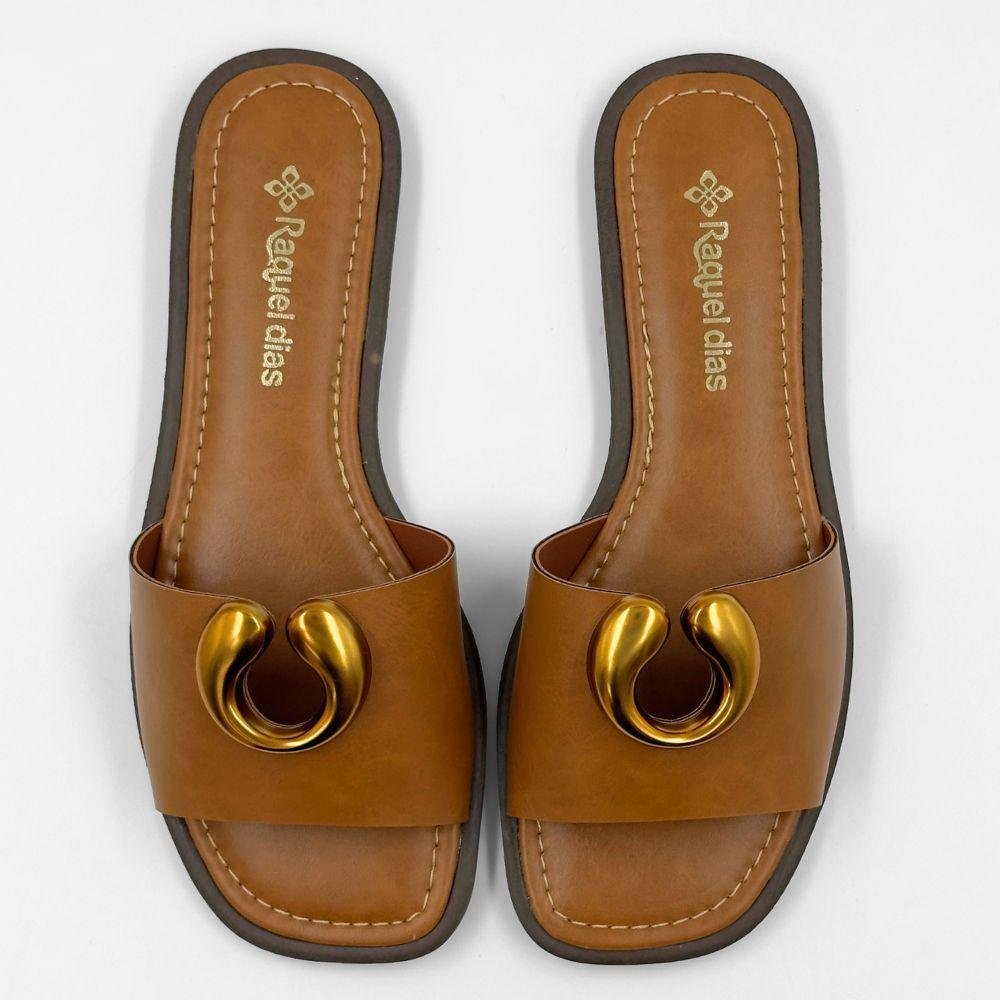 Tamanco Raquel Dias Rasteira Tira Larga Feminino Marrom 4