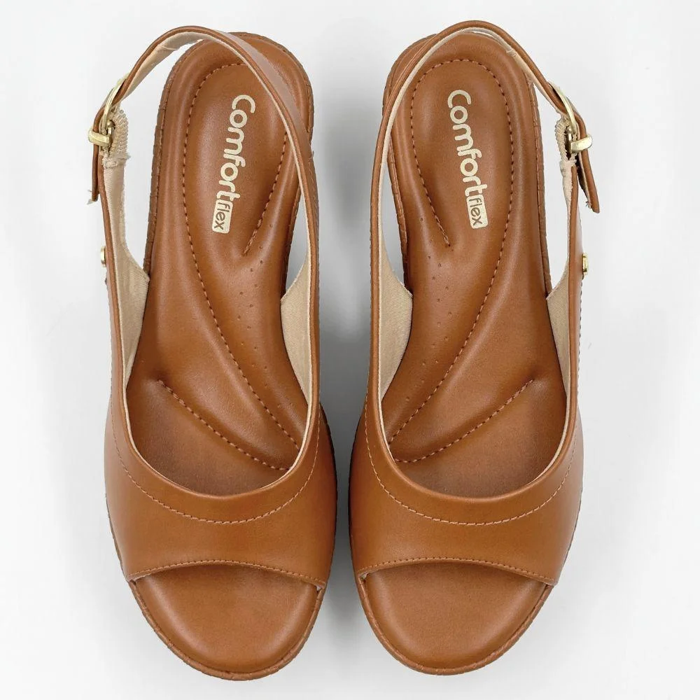 Sandália Comfortflex Anabela Casual Feminina Marrom 4