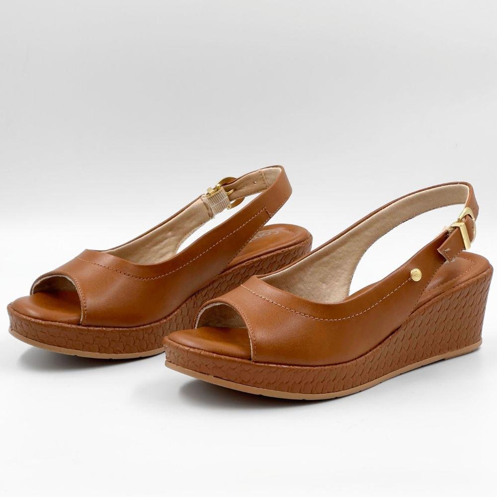 Sandália Comfortflex Anabela Casual Feminina Marrom 2