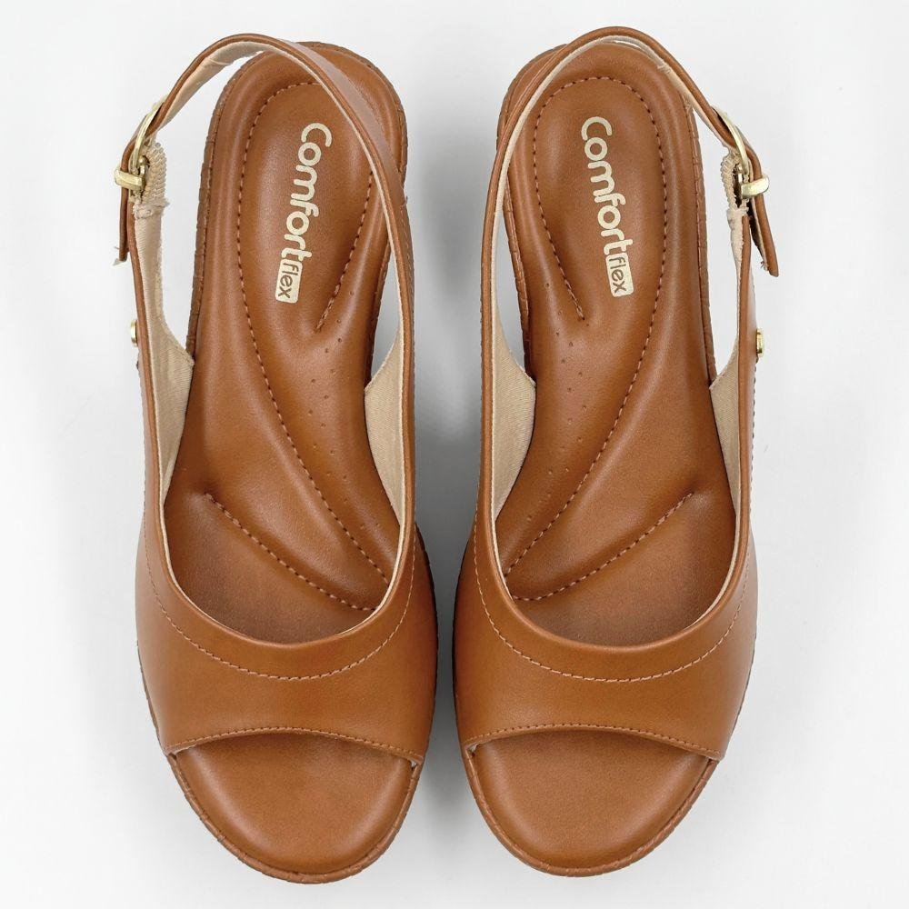 Sandália Comfortflex Anabela Casual Feminina Marrom 4