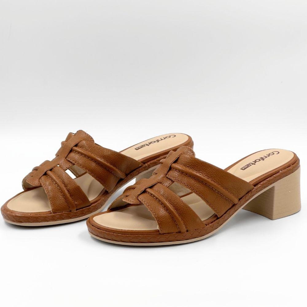 Tamanco Comfortflex Casual Salto Bloco Feminina Marrom 2