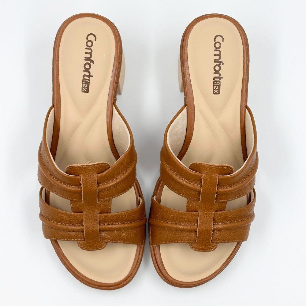 Tamanco Comfortflex Casual Salto Bloco Feminina Marrom 4