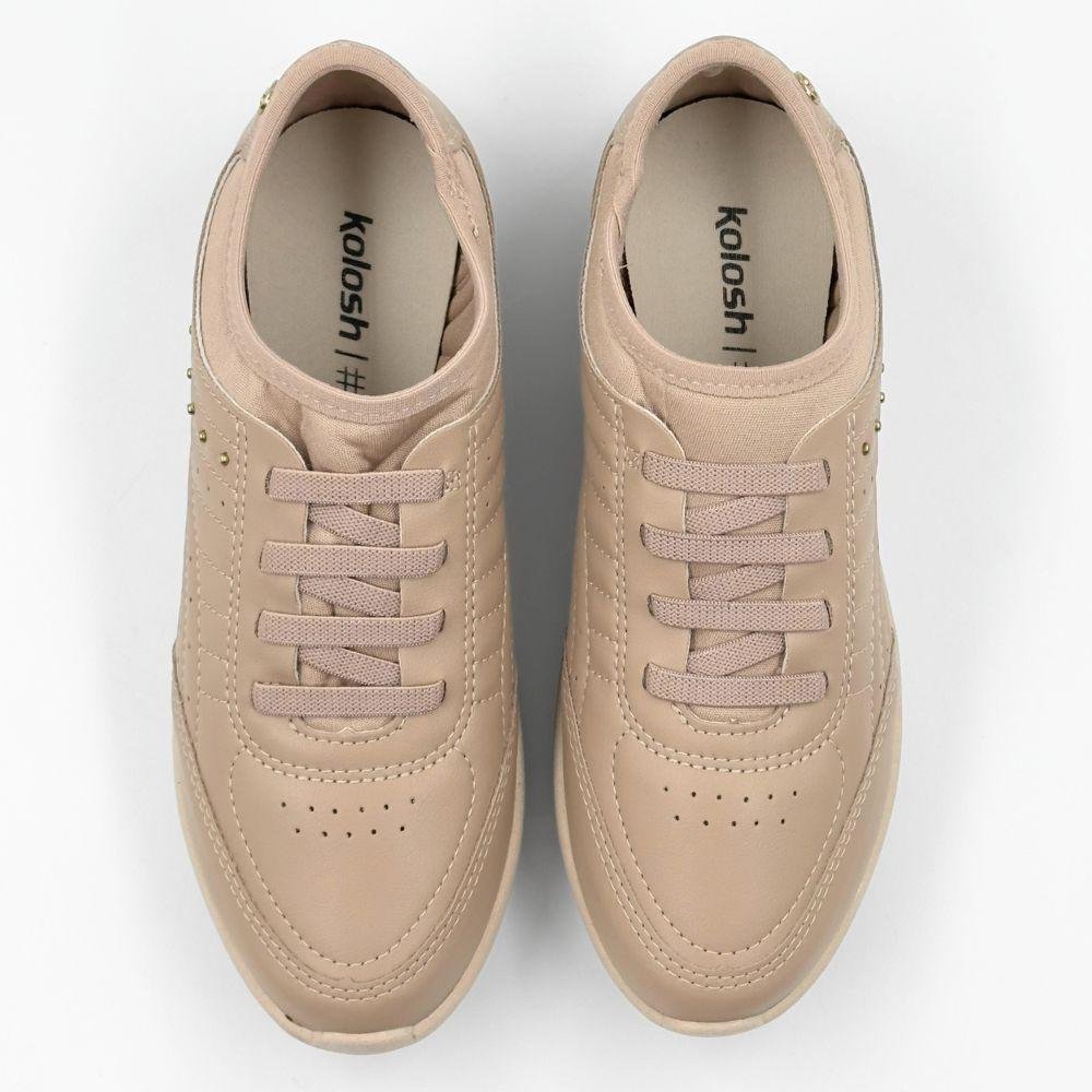 Tênis Kolosh Casual com Cadarço Elástico Feminino Capuccino 4