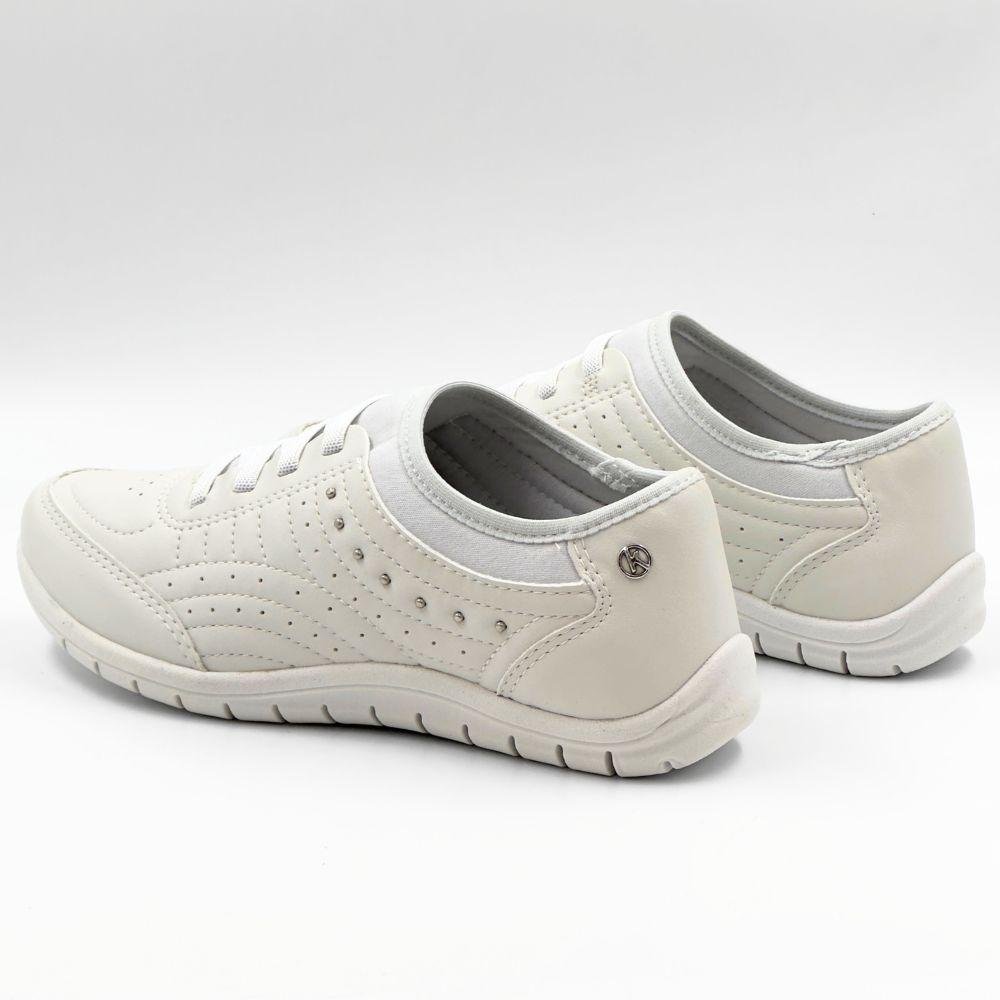 Tênis Kolosh Casual com Cadarço Elástico Feminino Off White 3