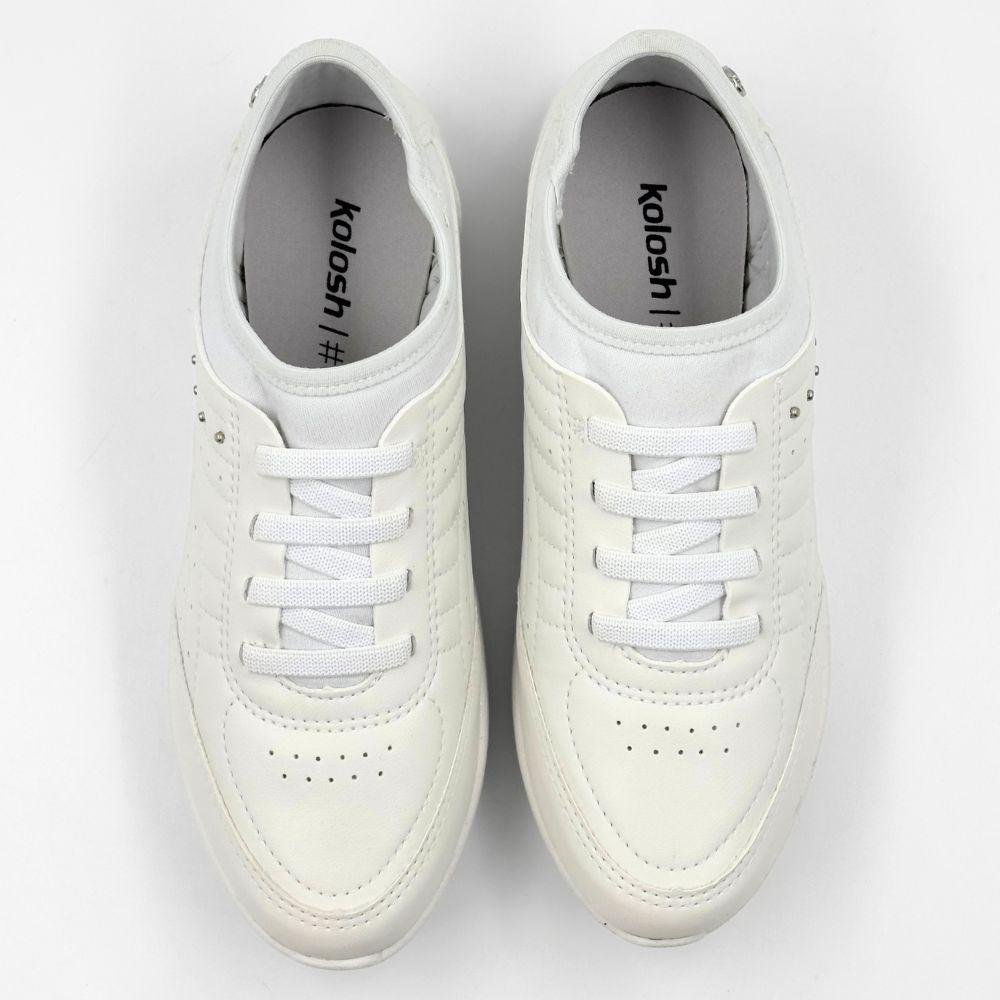 Tênis Kolosh Casual com Cadarço Elástico Feminino Off White 4