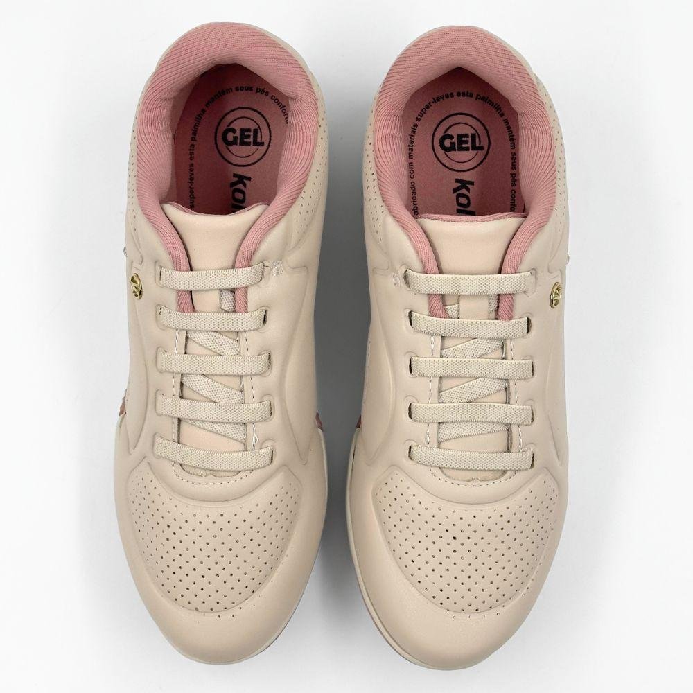 Tênis Kolosh Casual com Cadarço Elástico Feminino Machiato/Rose 4