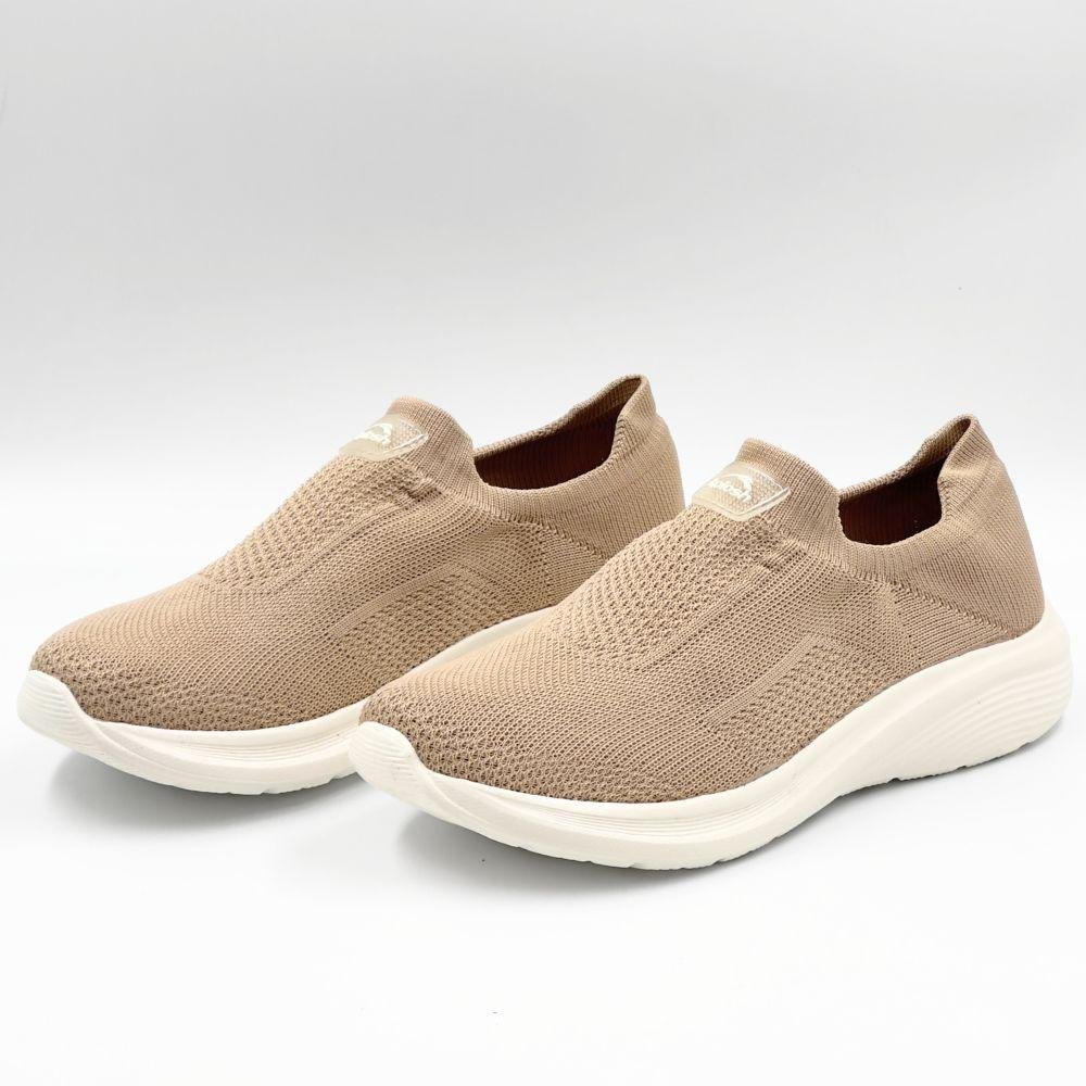 Tênis Kolosh Esportivo Slip em Knit Feminino Bege 2