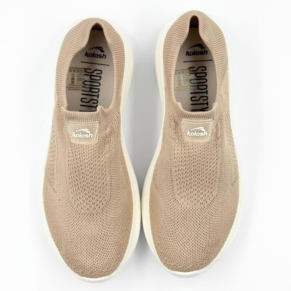 Tênis Kolosh Esportivo Slip em Knit Feminino Bege 4