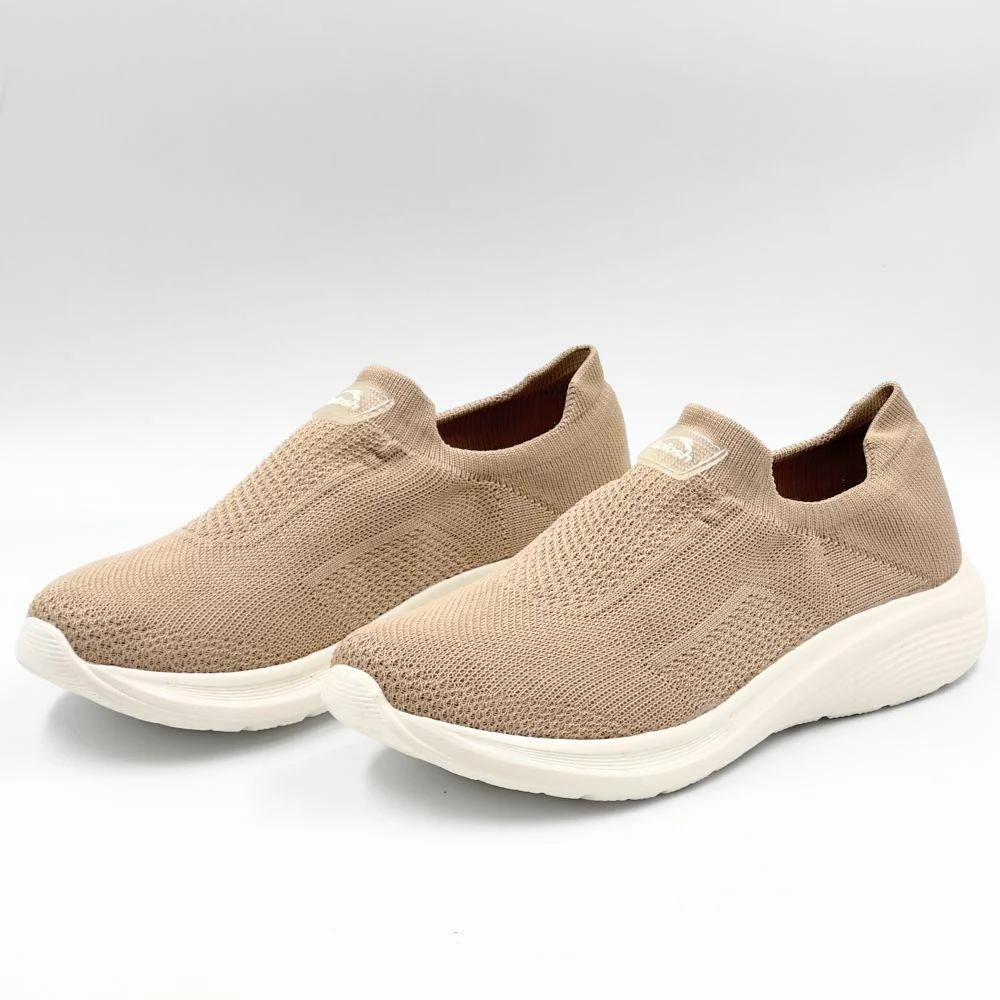 Tênis Kolosh Esportivo Slip em Knit Feminino Bege 2