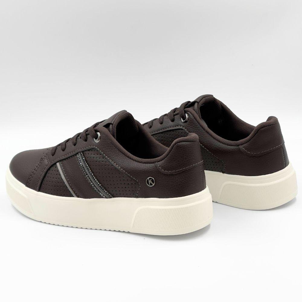 Tênis Kolosh Casual Flatform com Cadarço Feminino Chocolate/Pewter 3